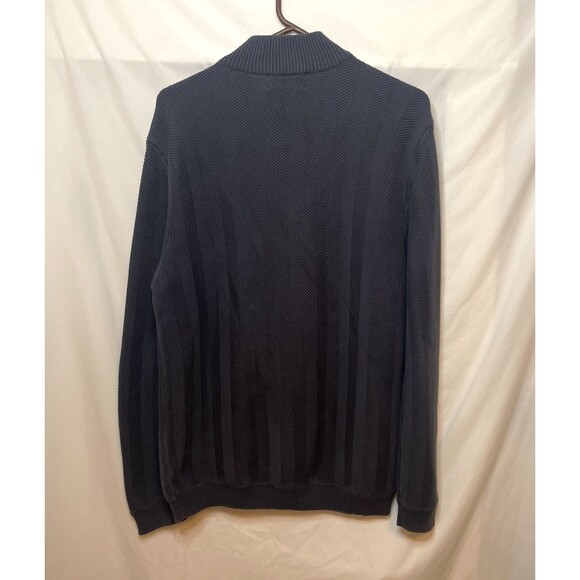 Chaps 100% Cotton Navy Blue Mens Long Sleeve Pullover Sweater 1/4 Zip Size M - Picture 5 of 6